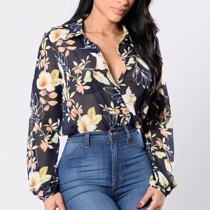 Fashion Nova Floral Bodysuit